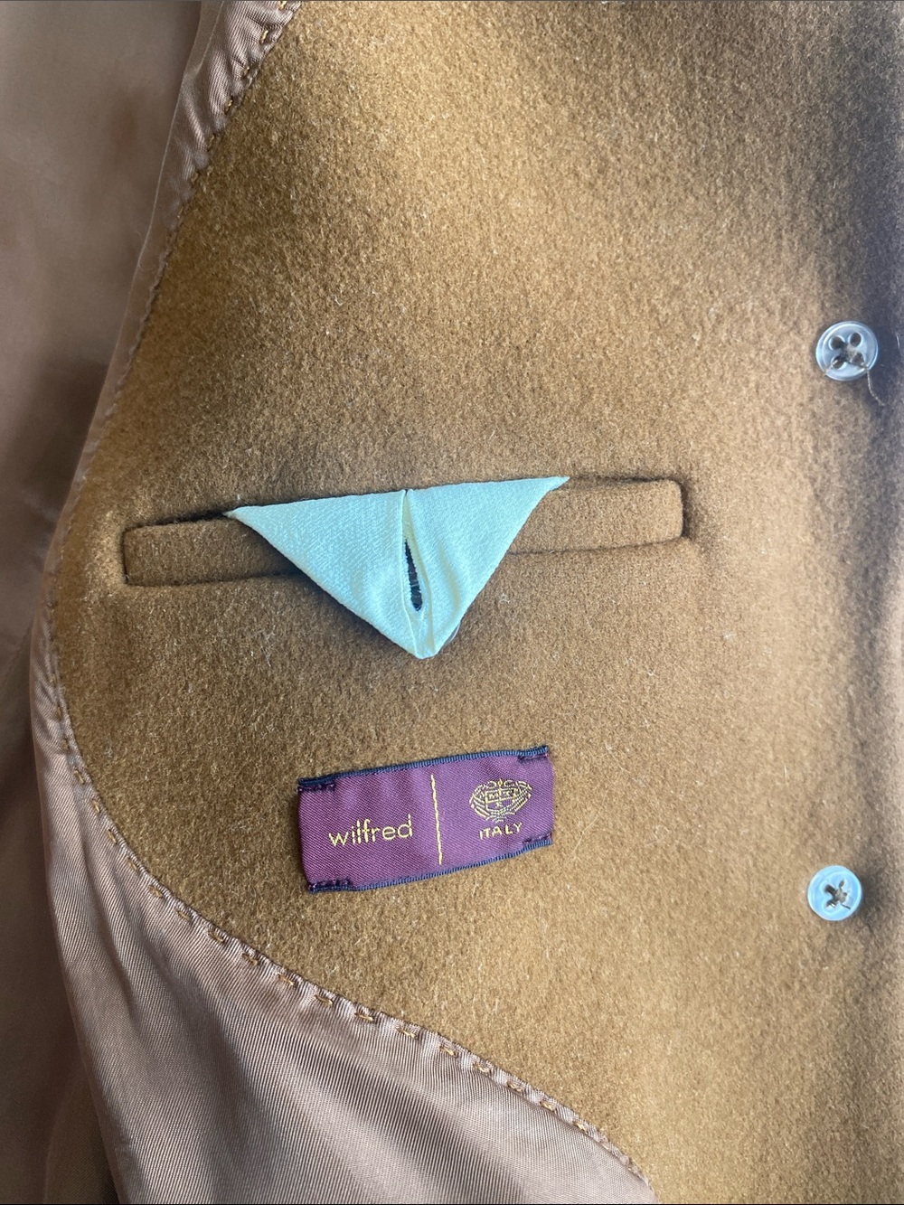 Wilfred Aritzia Camel Wool Cashmere Shawl Collar Coat XS - Picture 8 of 13